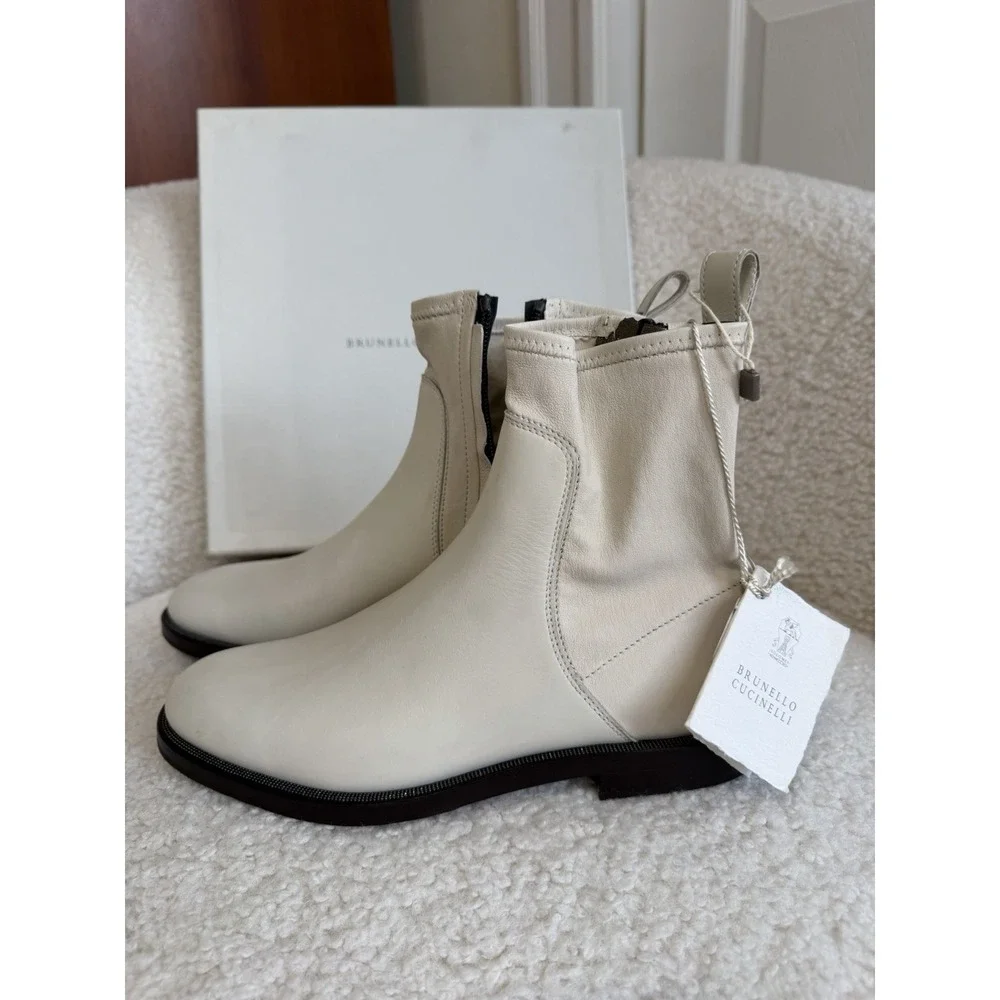 NWT Brunello Cucinelli - Women's Ankle Boots‎ Ecru Size 37